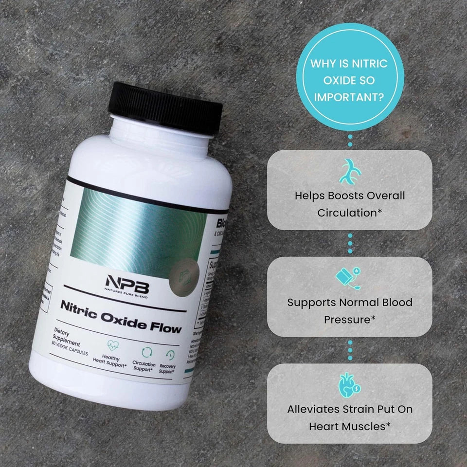 Nitric Oxide Flow Supplement Heart Health Blood Circulation Exercise 60 Capsule