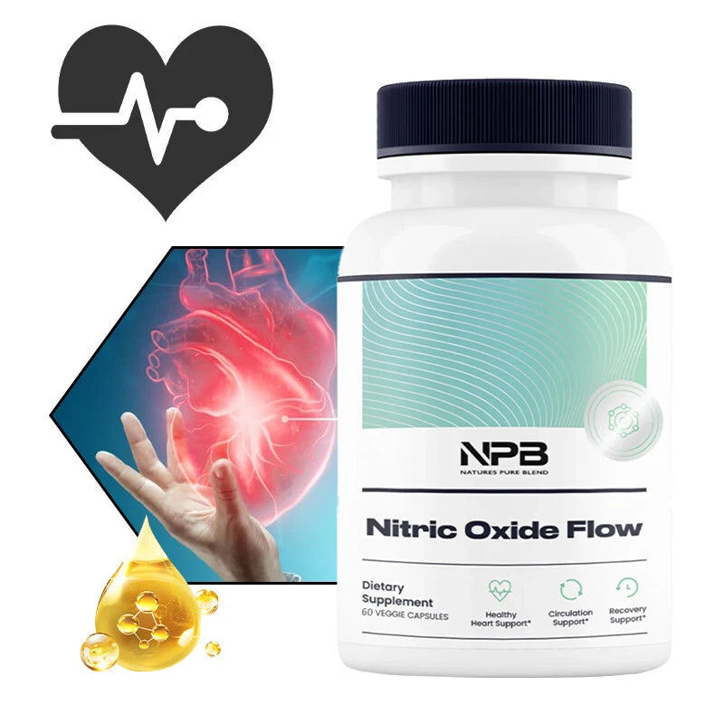 Nitric Oxide Flow Supplement Heart Health Blood Circulation Exercise 60 Capsule